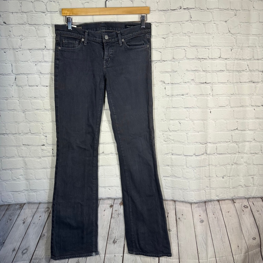 Citizens of Humanity Womens Low Rise Bootcut Jeans Faded Black Size 28 Distress